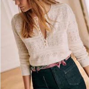 Sezane Lyna Merino Wool Sweater, Ecru, M